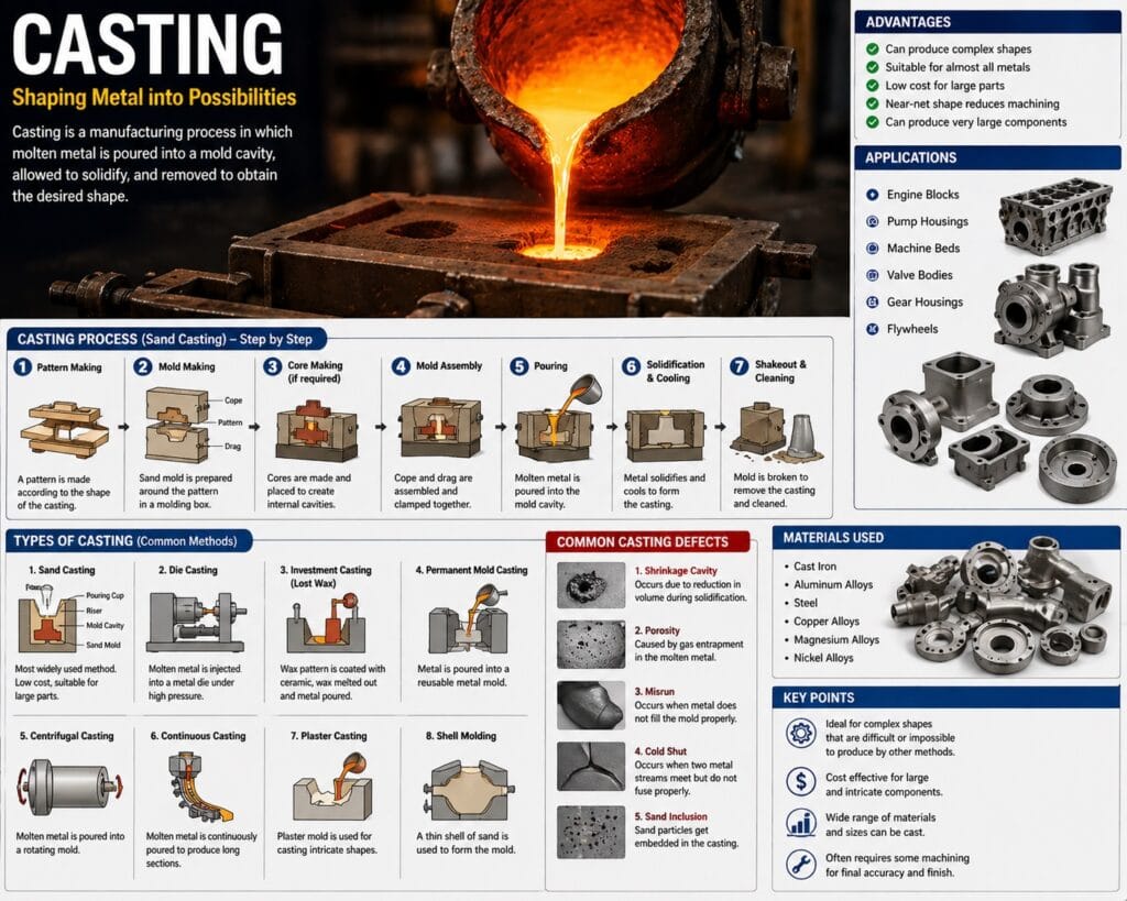 casting vs forging vs machining comparison manufacturing processes diagram