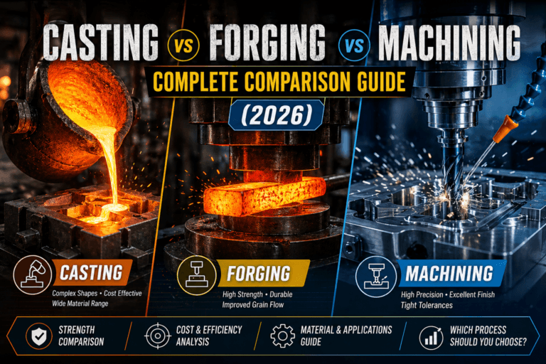 casting vs forging vs machining comparison manufacturing processes diagram