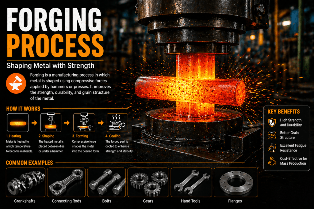 types of manufacturing processes forging example shaping heated metal strong components