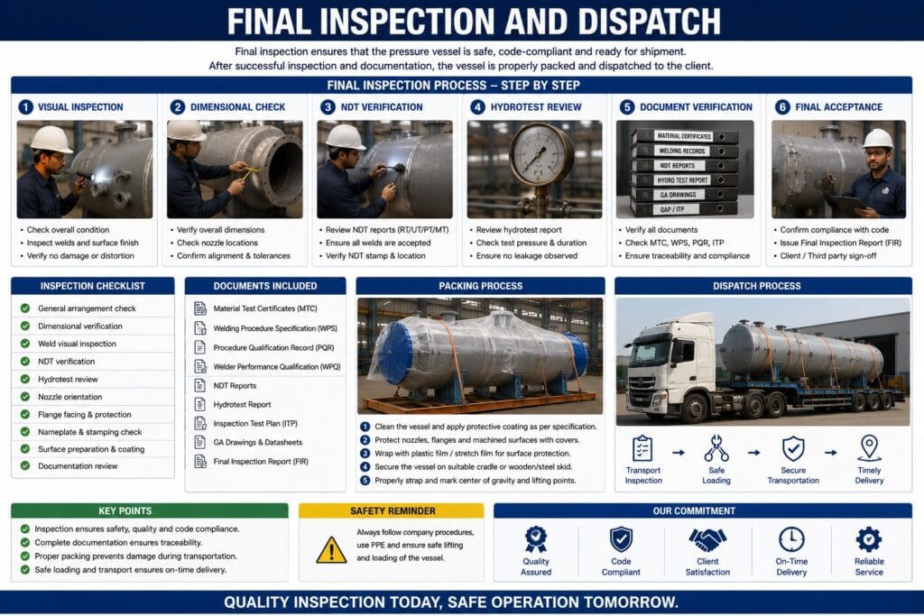 final inspection and dispatch process for pressure vessel