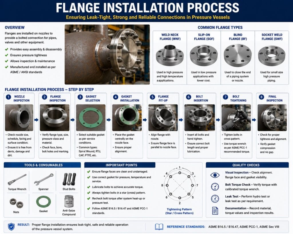 flange installation process in pressure vessel fabrication