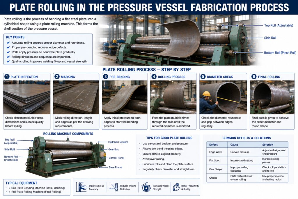 plate rolling in pressure vessel fabrication process